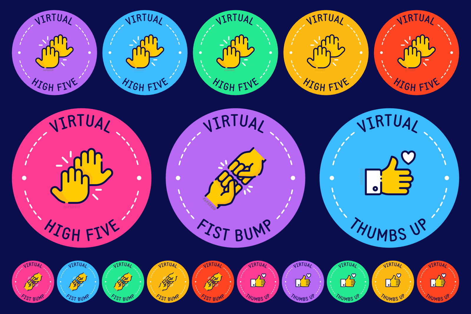 Remote Learning Digital Stickers – Virtual Fist Bump, High Five and Thumbs Up