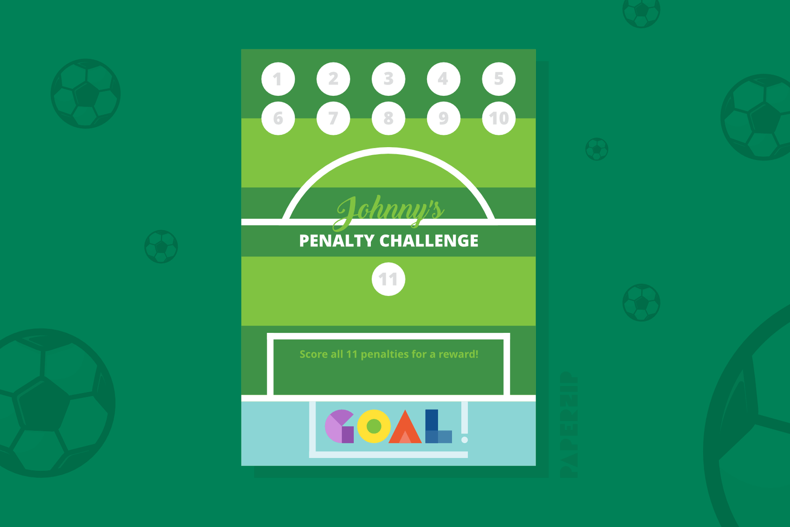 The Penalty Challenge Football Reward Chart