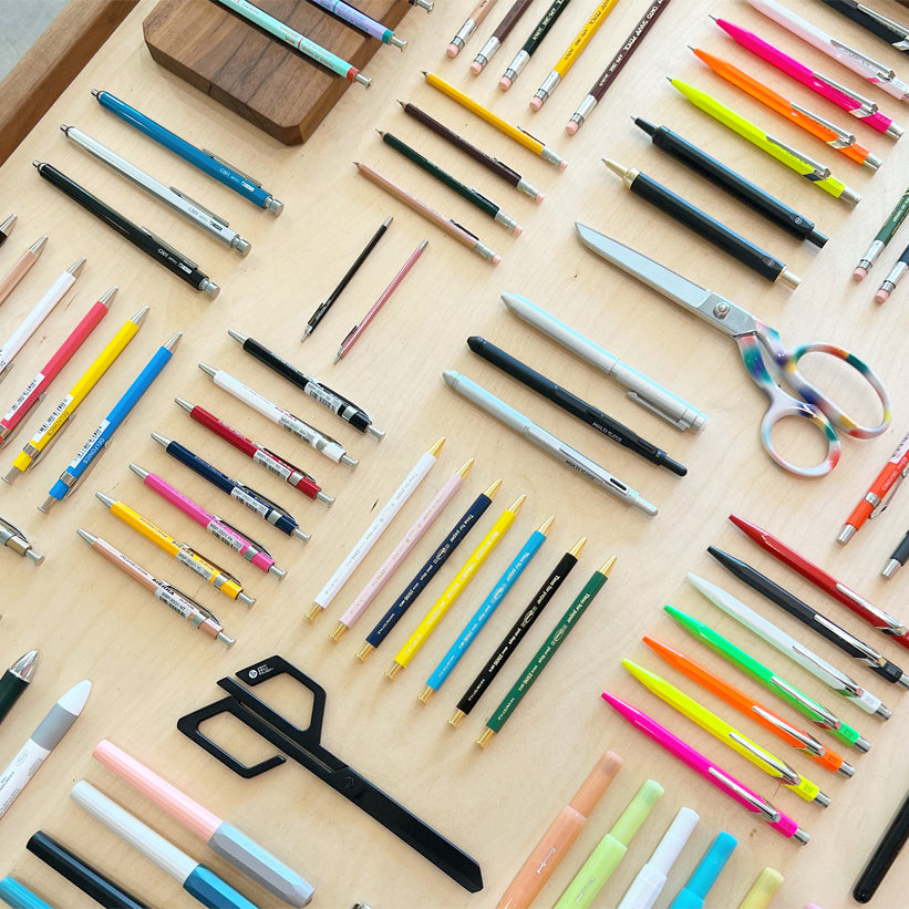 A selection of pens, pencils and scissors from the stationery shop Little Otsu.